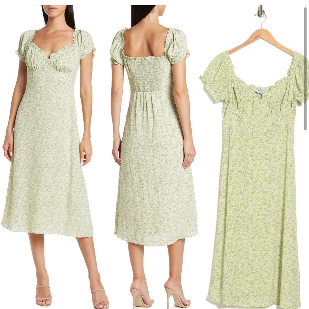 NWT NORDSTROM Rack Ruffle Neck Midi Dress